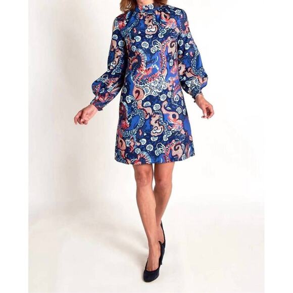 CK BRADLEY Emery Pink Orange Geometric Mod Dress Size Large - Picture 3 of 16